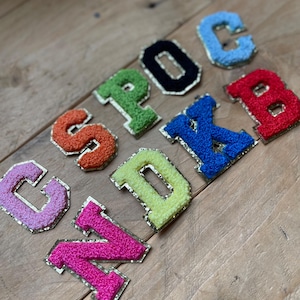 5.5cm Coloured Chenille Letter Fluffy Patches Personalise Your Own Clothes & Bags