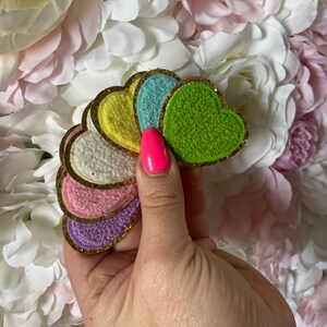 4,5 cm Farbiger Druck Chenille Herz Patches Personalisieren Sie Ihre Eigene Kleidung & Taschen