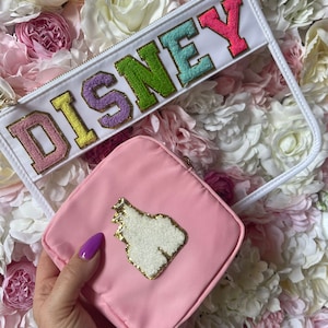 Disney Clear Pouch, Castle Nylon Bag, Cosmetic Toiletry Bag Chenille Hen Make Up Bag Travel Bag Snacks Gift For Her Stuff Personalised