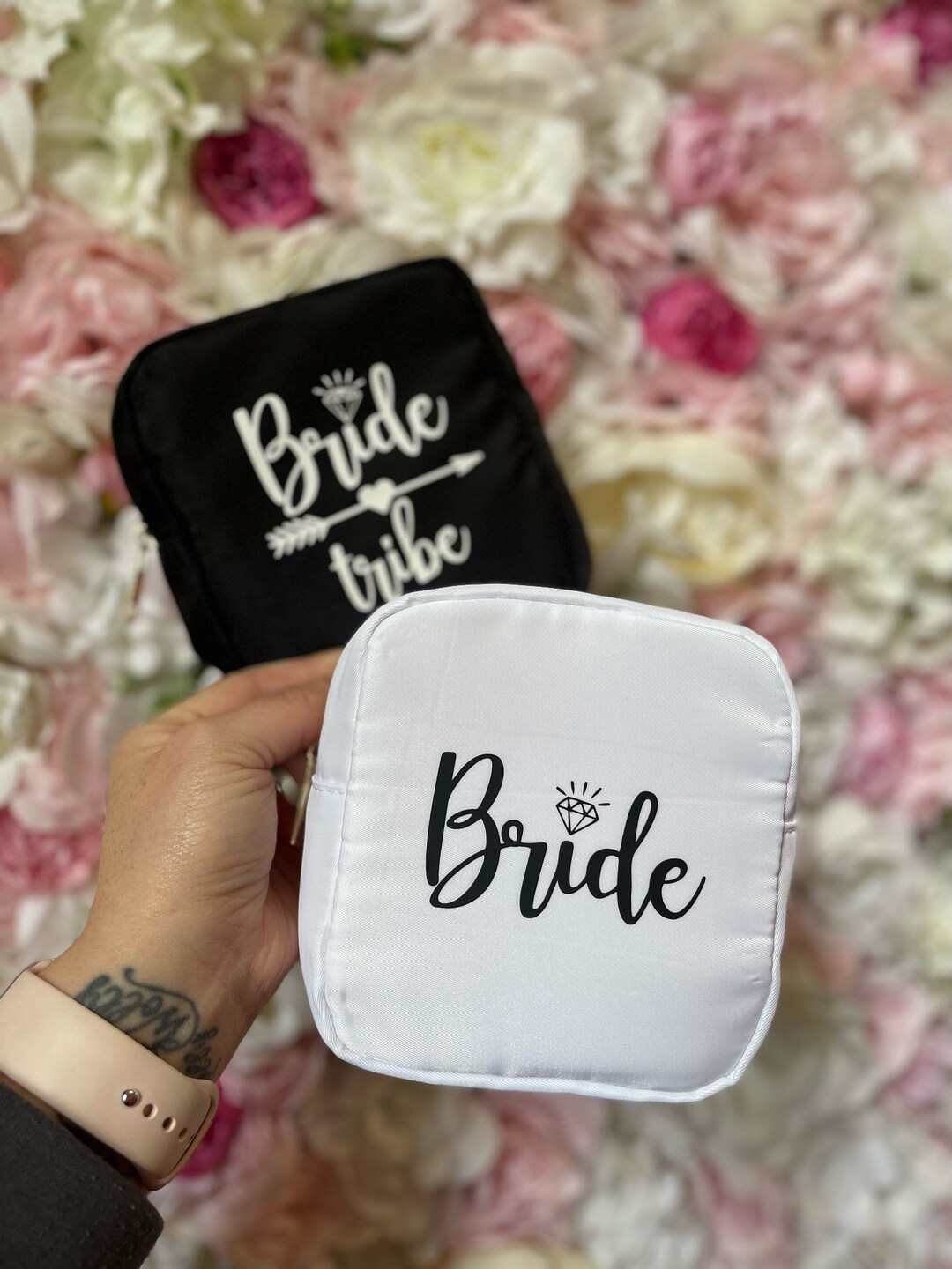 Custom Bride Pouch - Small Nylon Pouch - Cosmetic Toiletry Bag - Hen ...
