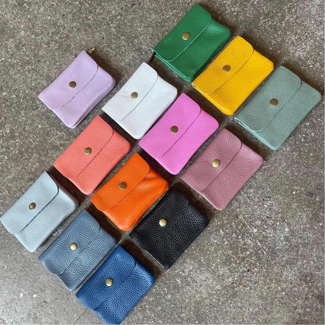 Small Leather Coin Purse, Soft Italian Leather, Card Holder, Change