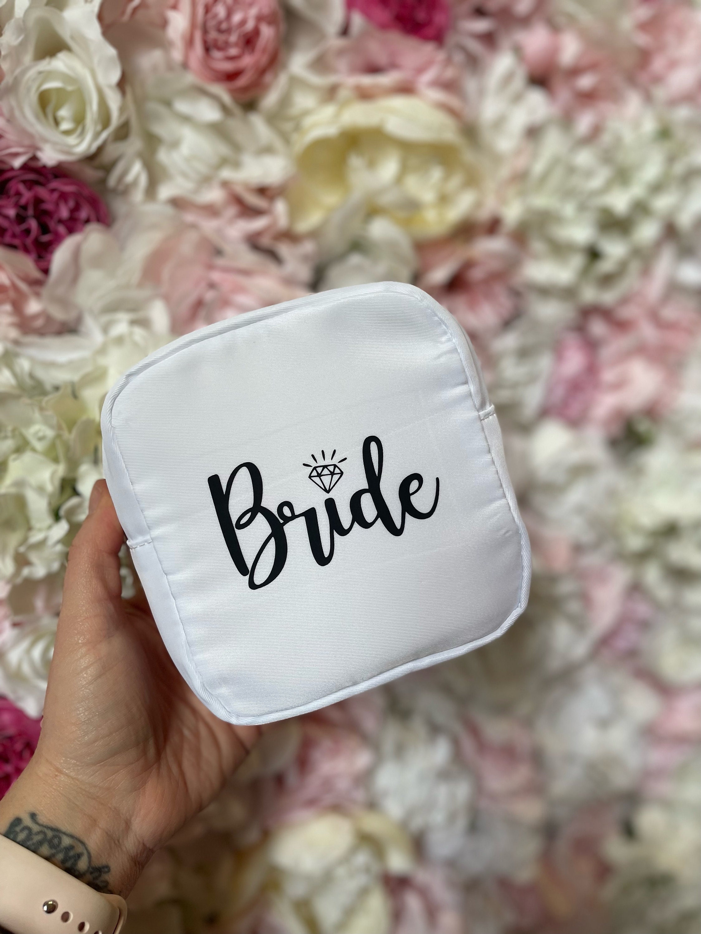 Custom Bride Pouch - Small Nylon Pouch - Cosmetic Toiletry Bag - Hen ...