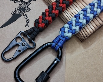 Paracord Keychain - Carry Handle - Tactical Duty Keychains - Corrections Officer Gift Veteran Janitor - Key Chain Carabiner - Basket Weave