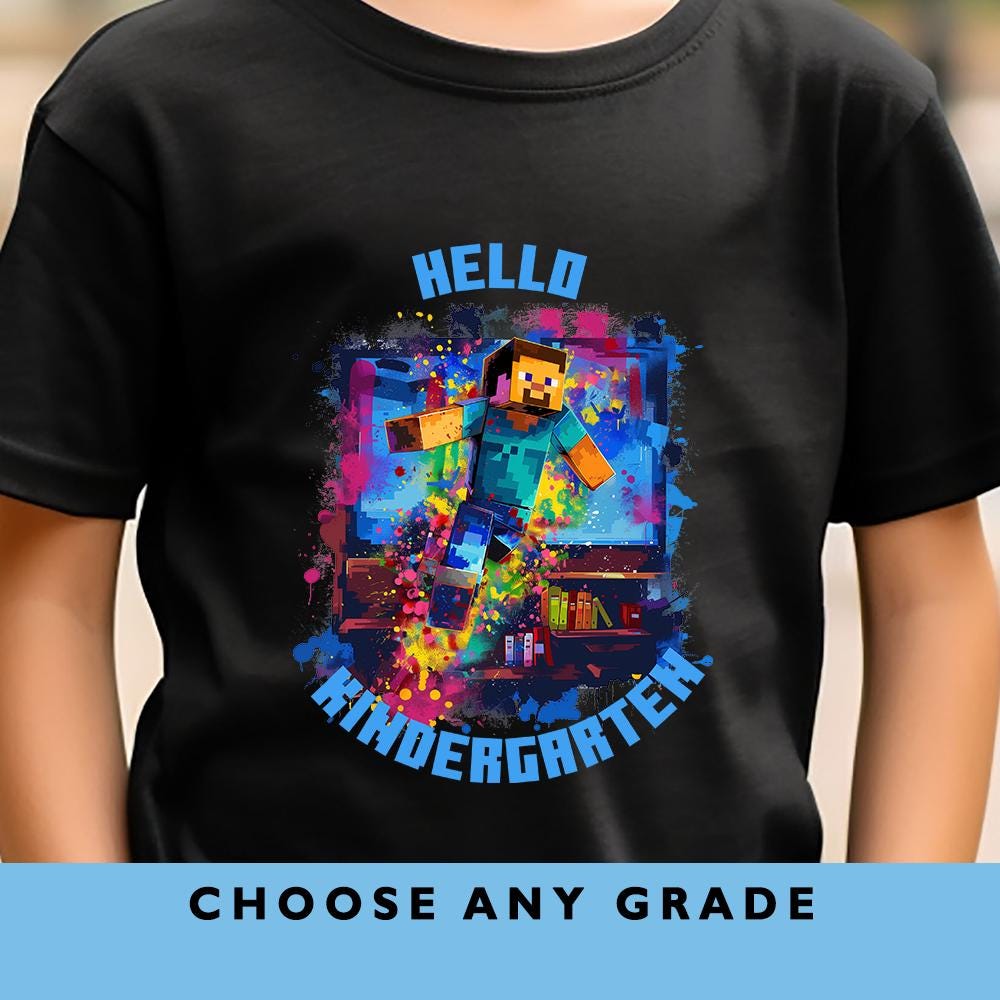 First Grade Minecraft Back to School Shirt Kindergarten Second Grade Etsy New Zealand