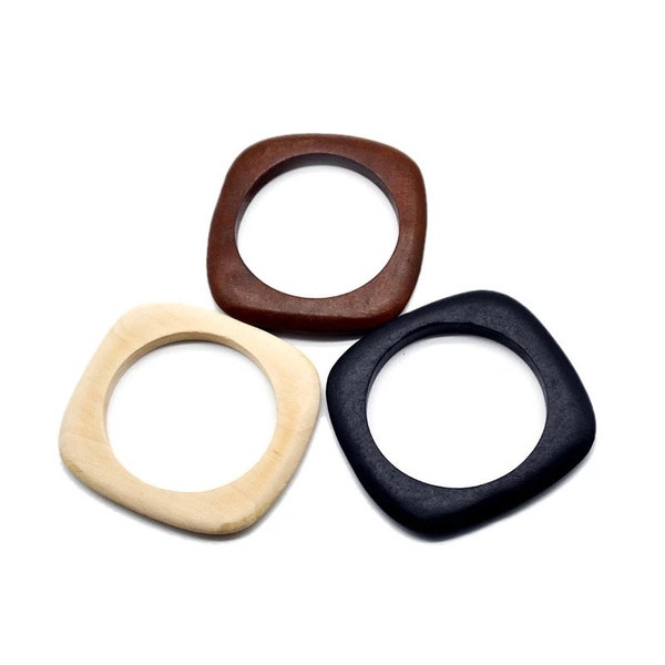 1pc  Square Wood Bracelet finished Natural Wooden Bangle 67mm internal diameter for your handmade ,wood ring pendant.