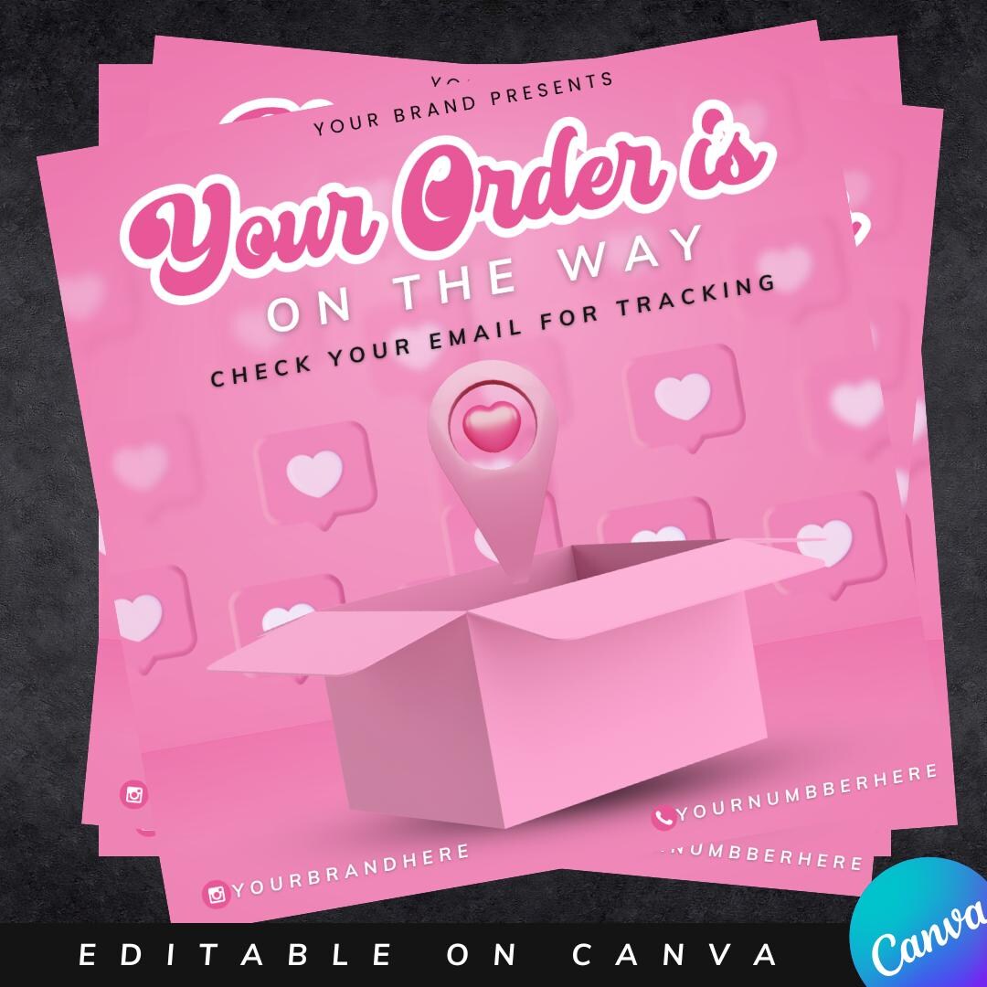 Pink Order Shipped Flyer Template, DIY Boutique Packaging (premade) - Etsy