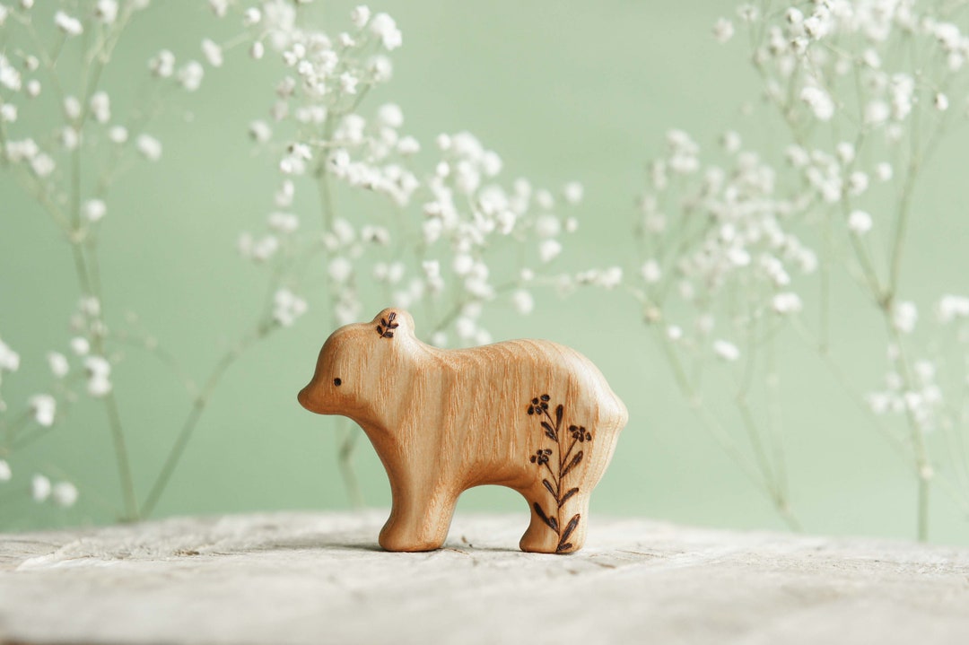 Bear Toy Wooden Bear Figurine Montessori Baby and Toddler Etsy