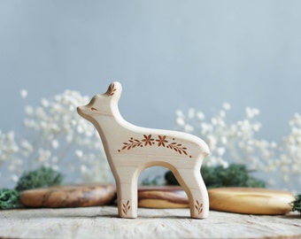 Deer wooden figurine -  Forest animals figurines - Wooden figurine nursery decor - Made in the U.S.A