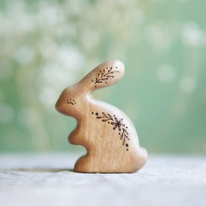 Rabbit wooden toy - Waldorf wooden toys - Rabbit wooden figurine toy