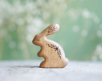 Rabbit wooden toy - Waldorf wooden toys - Rabbit wooden figurine toy