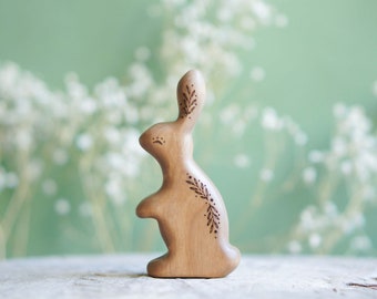 Rabbit wooden toy - Waldorf wooden toys - Hare wooden figurine toy