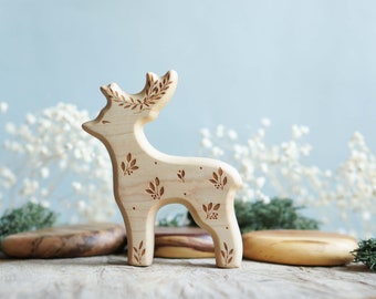 Deer wooden figurine -  Forest animals figurines - Wooden figurine nursery decor - Made in the U.S.A