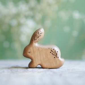 Rabbit toy figurine - Wooden rabbit toy - Waldorf wooden toys - Hare wooden figurine toy