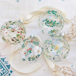 Hand Painted Clear glass Ornament 3&quot;, Personalized Holiday Ornaments , Personalized Handpainted Christmas Ornament