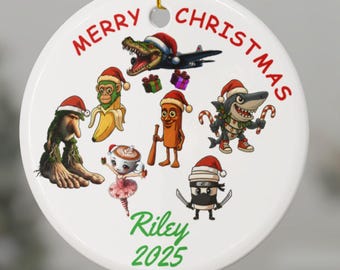 Personalized Italian Brainrot Christmas Ornament Funny Custom Christmas Ornament Gift Italian Brainrot Character Meme Holiday Decor Gift