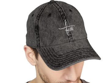 Faith Embroidered Hat Christian Distressed Faith Cap Religious Dad Hat Embroidered Faith Cross Gift For Religious Mom Cross Hat God Is Good