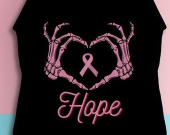 Cancer Support Tank Top, Hope Pink Ribbon In Skeleton Heart Hands, Breast Cancer Awareness Shirt, Pink Halloween For Cancer