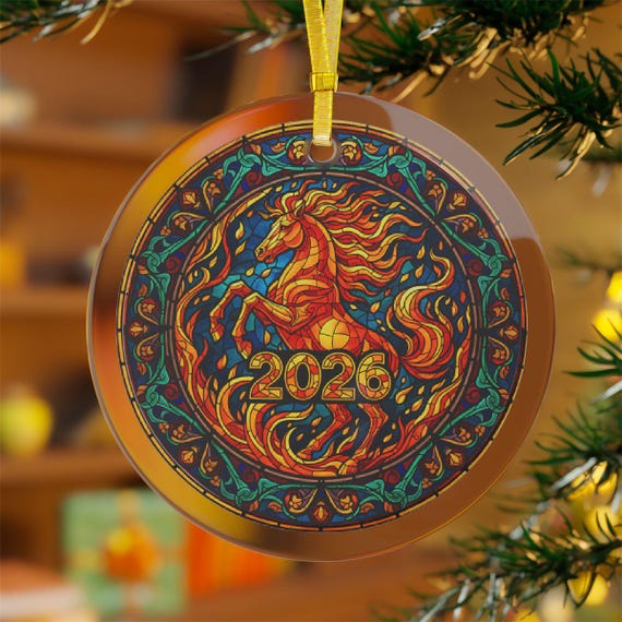 2026 Year Of The Fire Horse Ornament Stained Glass Style Ceramic Chinese New Year Decoration Gift Lunar New Year 2026 Spring Festival Gift