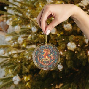 2026 Year Of The Fire Horse Ornament, Stained Glass Style Ceramic Chinese New Year Decoration Gift, Lunar New Year 2026, Spring Festival Gift, Chinese New Year Christmas ornament