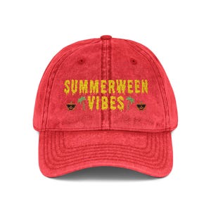 Summerween Vibes Embroidered Hat, Vintage Distressed Halloween Summer Baseball Hat, Halloween Gift, Spooky Summer Cap, Halloween Lover Gift Hat