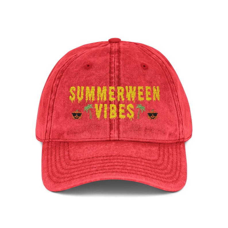 Summerween Vibes Embroidered Hat, Vintage Distressed Halloween Summer Baseball Hat, Halloween Gift, Spooky Summer Cap, Halloween Lover Gift Hat
