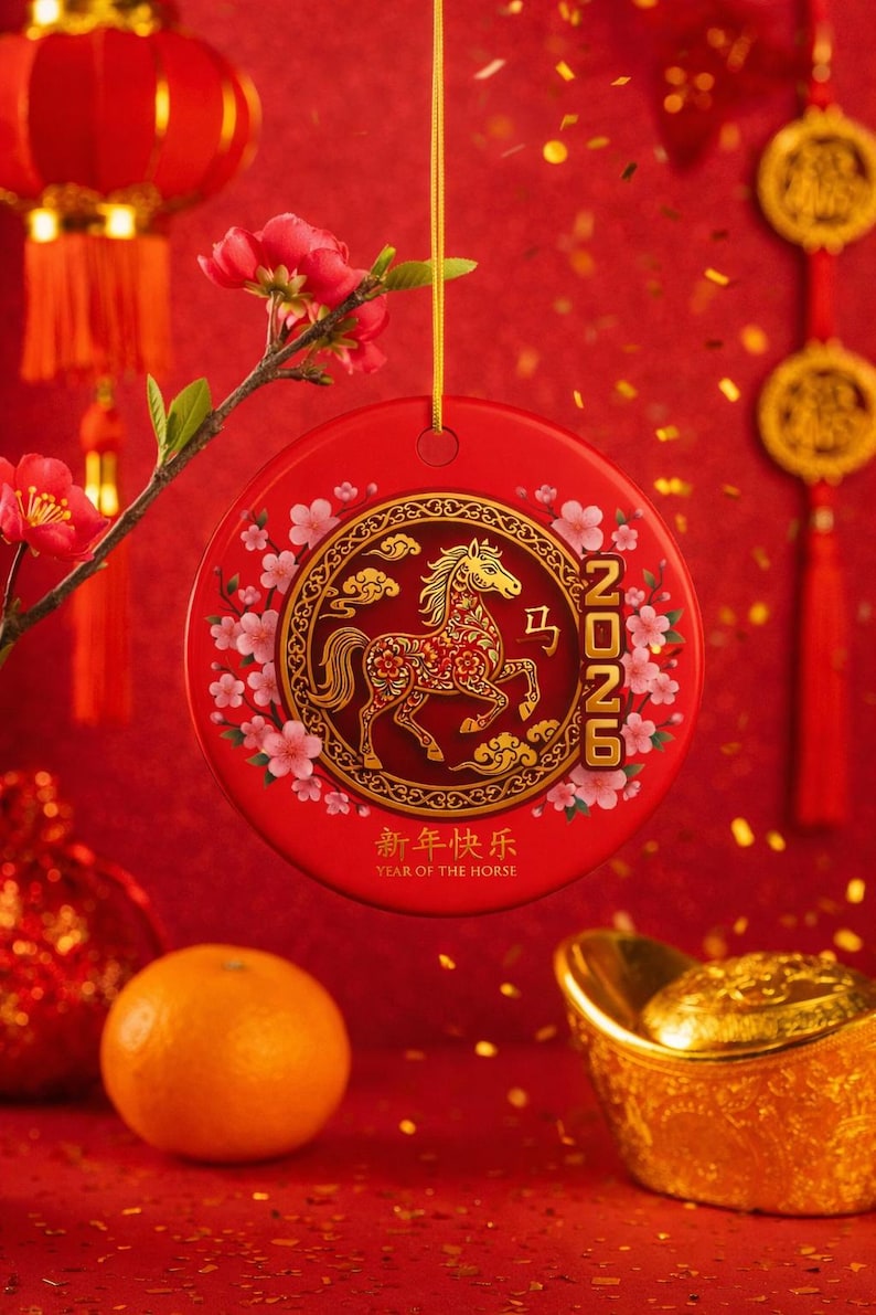 2026 Year Of The Horse Ornament, Ceramic Chinese New Year Decoration Gift, Lunar New Year Fire Horse 2026, Spring Festival Gift, Horse Lover