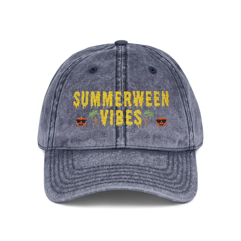 Summerween Vibes Embroidered Hat, Vintage Distressed Halloween Summer Baseball Hat, Halloween Gift, Spooky Summer Cap, Halloween Lover Gift Hat