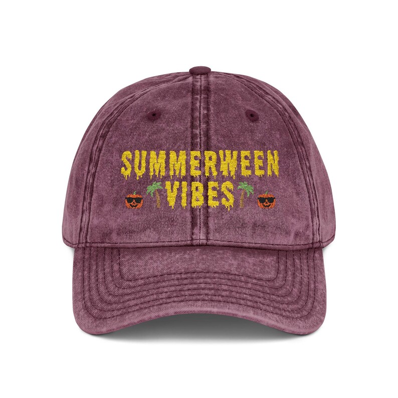 Summerween Vibes Embroidered Hat, Vintage Distressed Halloween Summer Baseball Hat, Halloween Gift, Spooky Summer Cap, Halloween Lover Gift Hat