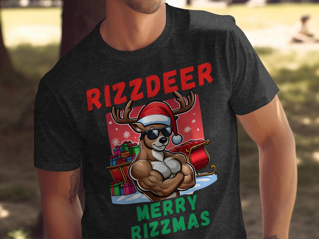 Merry Rizzmas Rizzler Rizzdeer Christmas Reindeer T Shirt Funny Reindeer Rizzmas Shirt Funny ...