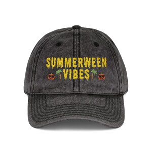 Summerween Vibes Embroidered Hat, Vintage Distressed Halloween Summer Baseball Hat, Halloween Gift, Spooky Summer Cap, Halloween Lover Gift Hat
