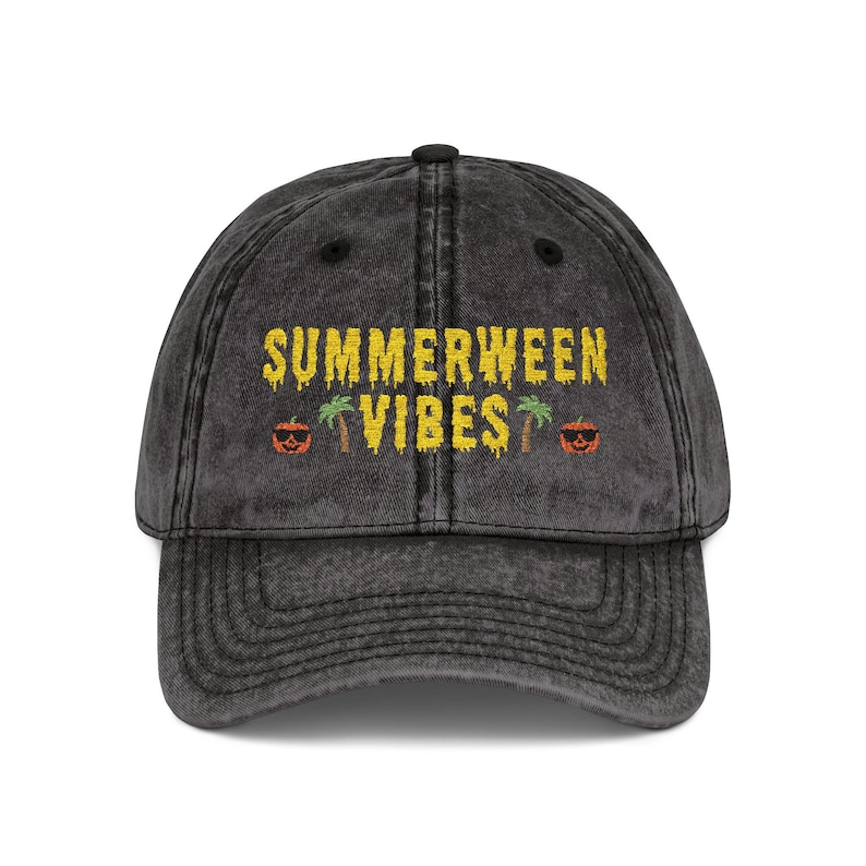 Summerween Vibes Embroidered Hat, Vintage Distressed Halloween Summer Baseball Hat, Halloween Gift, Spooky Summer Cap, Halloween Lover Gift Hat
