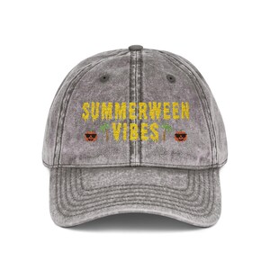 Summerween Vibes Embroidered Hat, Vintage Distressed Halloween Summer Baseball Hat, Halloween Gift, Spooky Summer Cap, Halloween Lover Gift Hat
