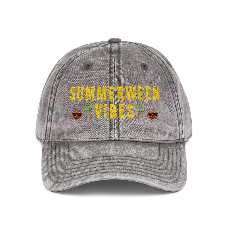 Summerween Vibes Embroidered Hat, Vintage Distressed Halloween Summer Baseball Hat, Halloween Gift, Spooky Summer Cap, Halloween Lover Gift Hat