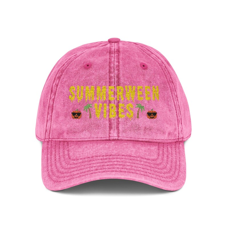 Summerween Vibes Embroidered Hat, Vintage Distressed Halloween Summer Baseball Hat, Halloween Gift, Spooky Summer Cap, Halloween Lover Gift Hat