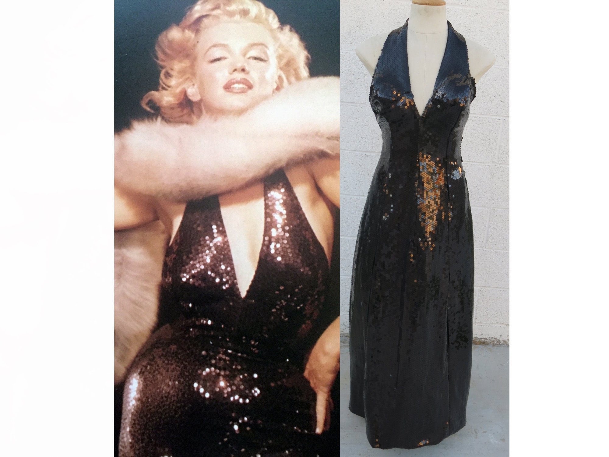 Marilyn Monroe Black Sequin Gown Replica From "the Prince and the Showgirl  Promo Photos. 25" Waist, Stretchy. - Etsy