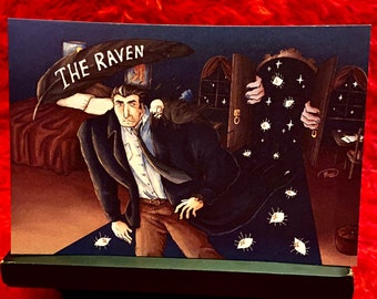 Episode 5.8 - The Raven - 5x5 inch Postcard High-Quality Matte Finish - Original Art by @Manx_Moss - Hotel - Horror - Podcast