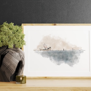 Jesus Walks on Water | Peter and Jesus | Jesus Art | Bible Art | Christian Art Print | Watercolor Painting | Digital Print | Wall Art