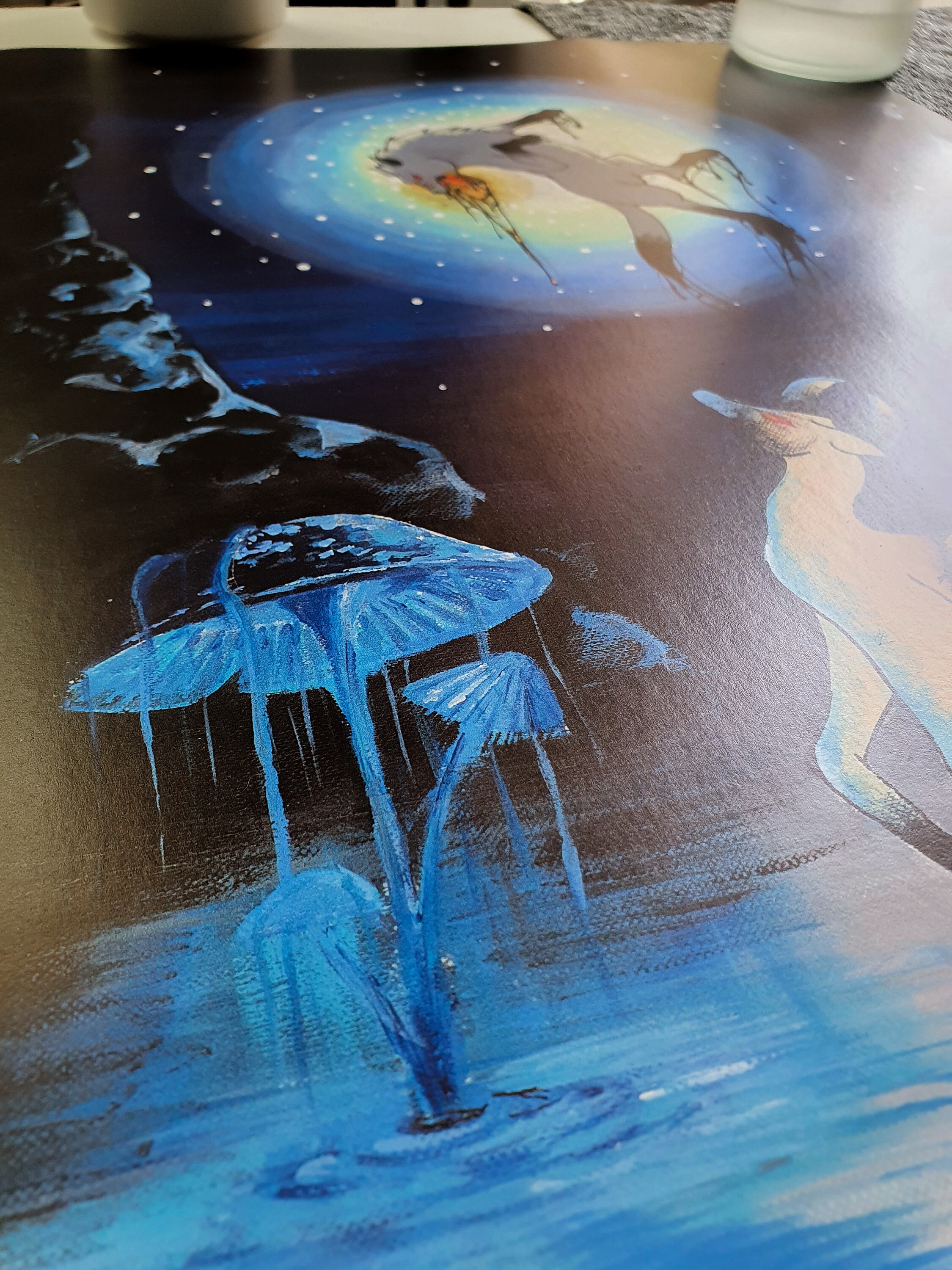 Mushroom Wolf Art Print / Fantasy Art / Cave Full Moon Magic Etsy