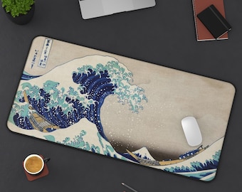 Wave Off Kanagawa Desk Mat, Japanese Art Mousepad, Extra Large