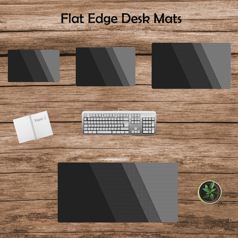 Monochrome Gray Abstract Flat Edge Desk Mats
