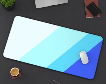 Blue Gradient Geometric Desk Mat: Large Mousepad, Office Decor
