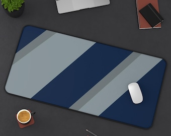 Navy Silver Stripe Abstract Mouse Pad, Modern Gradient Office Desk Pad, XL Extra Large Desk Mat, XXL Gaming Mouse Pad, Wrist Rest Mouse Pad
