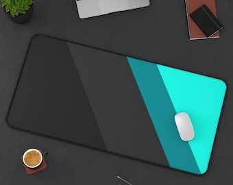 Abstract Gray & Teal Desk Mat: Modern Geometric Office Decor