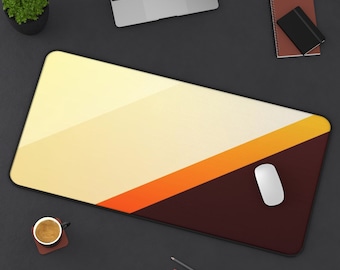 Abstract Geometric Desk Mat: Beige, Orange & Brown Gradient