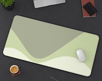 Sage Green Abstract Desk Mat: Modern Office Decor
