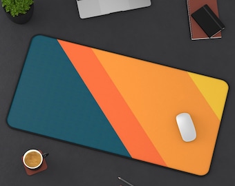 Abstract Gradient Desk Mat: Modern Orange Blue XXL Mouse Pad