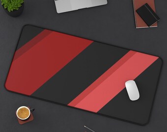 Red Black Stripe Abstract Desk Mat, Modern Gradient Office Desk Pad, XL Extra Large Mouse Pad, XXL Gaming Mouse Pad, Wrist Rest Mouse Pad