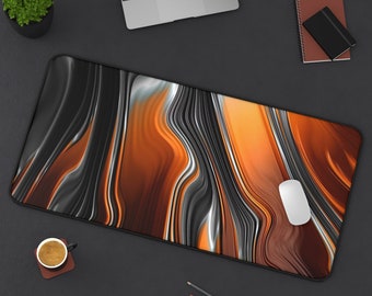 Abstract Black & Orange Gradient Desk Mat: Modern Office Decor