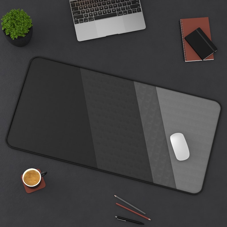Monochrome Gray Abstract Desk Mat 15.5 x 31 inches