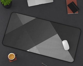 Abstract Geometric Desk Mat: Monochrome Black and White Office Decor